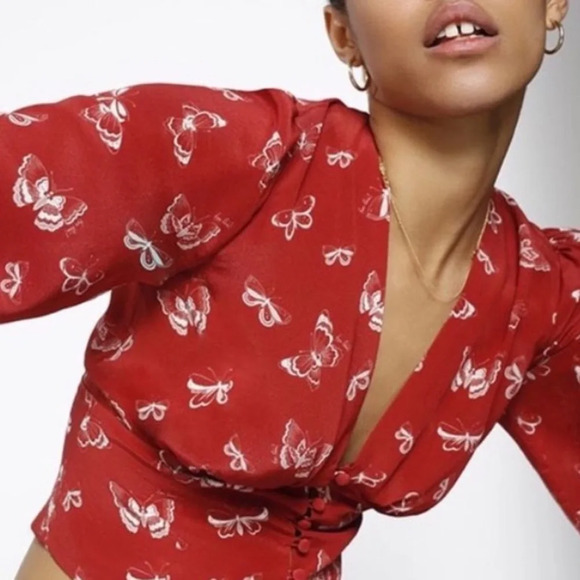 Realisation Par Kaia Top Red Butterfly Size XS - Picture 2 of 12